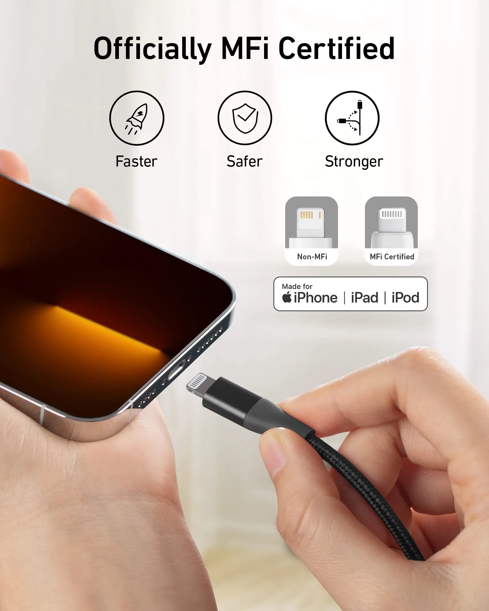 Anker 551 USB-A to Lightning Cable (3 ft / 6 ft / 10 ft) - Image 3
