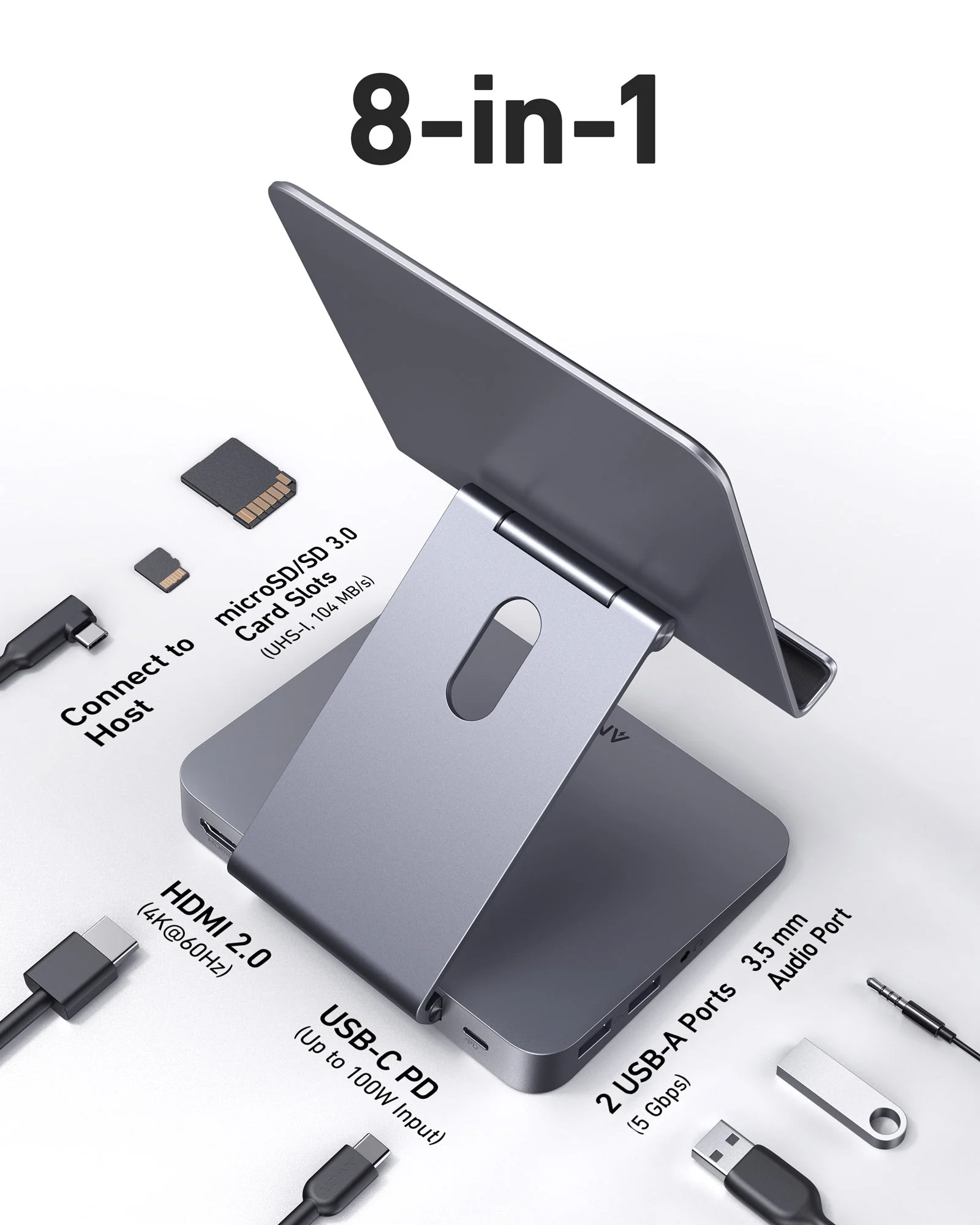 Anker 551 USB-C Hub (8-in-1, Tablet Stand) - Image 3