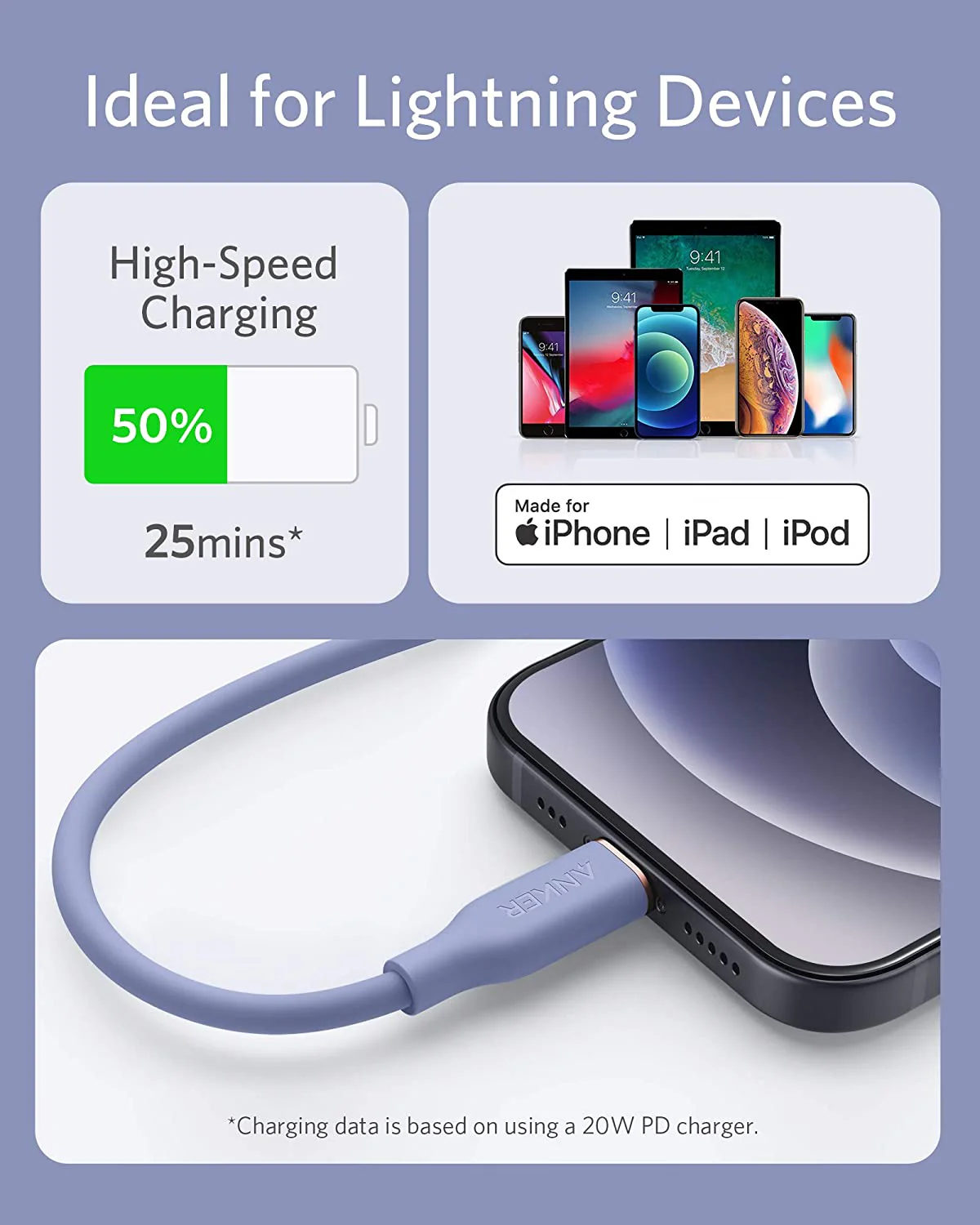 Anker 641 USB-C to Lightning Cable (Flow, 3 ft Silicone) - Image 30