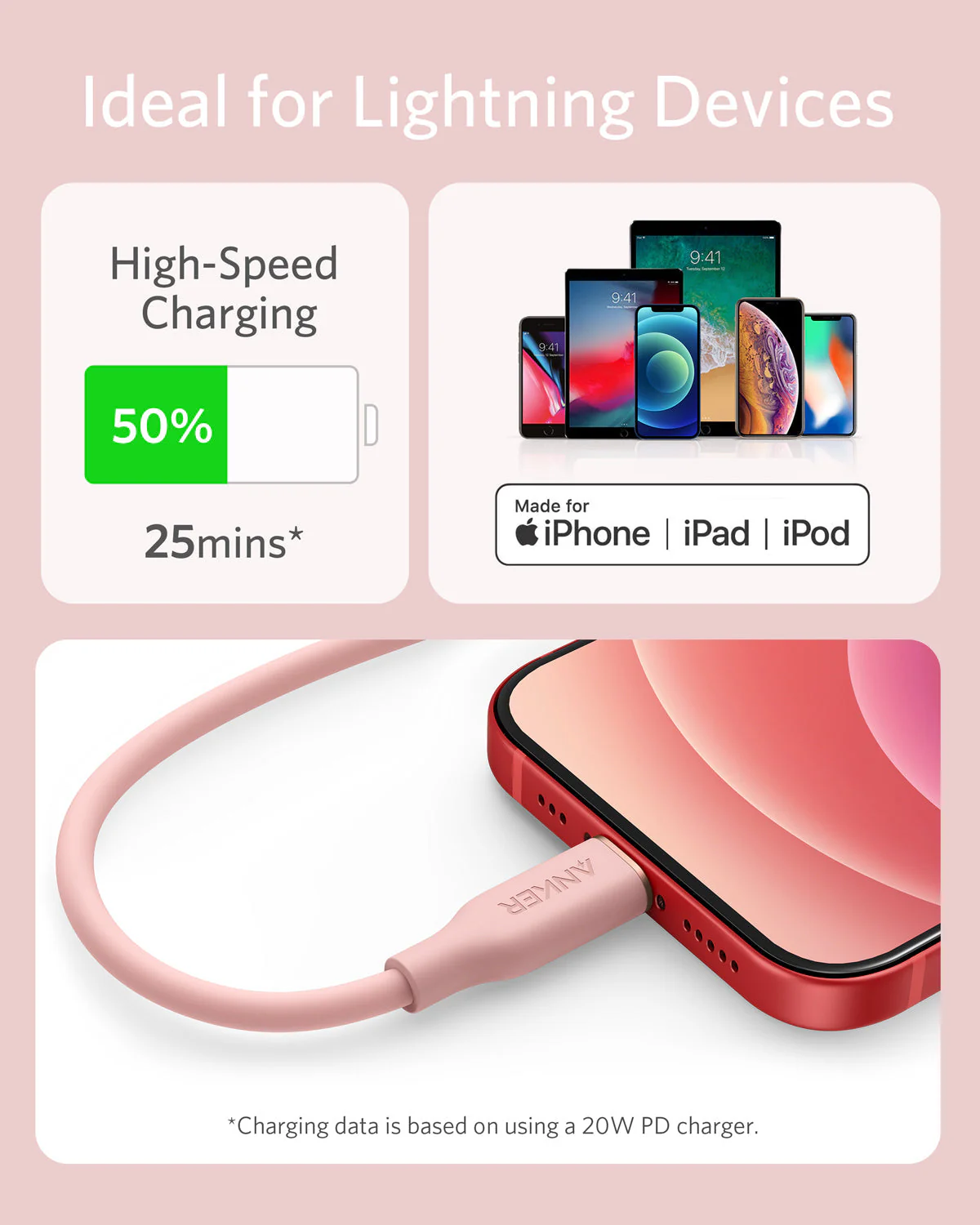 Anker 641 USB-C to Lightning Cable (Flow, 3 ft Silicone) - Image 48