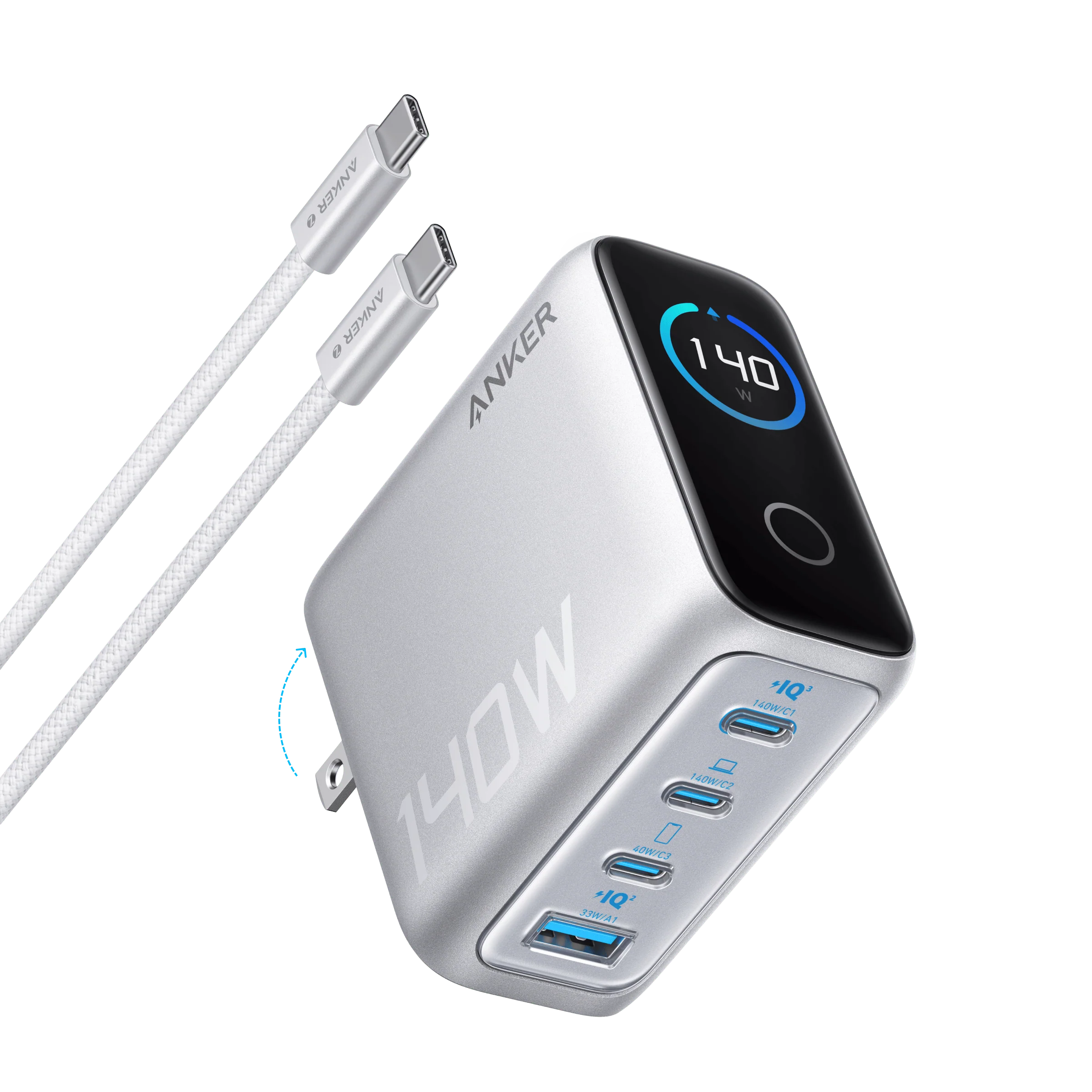 Anker Charger (140W, 4-Port, PD 3.1) with USB-C Cable - Image 7