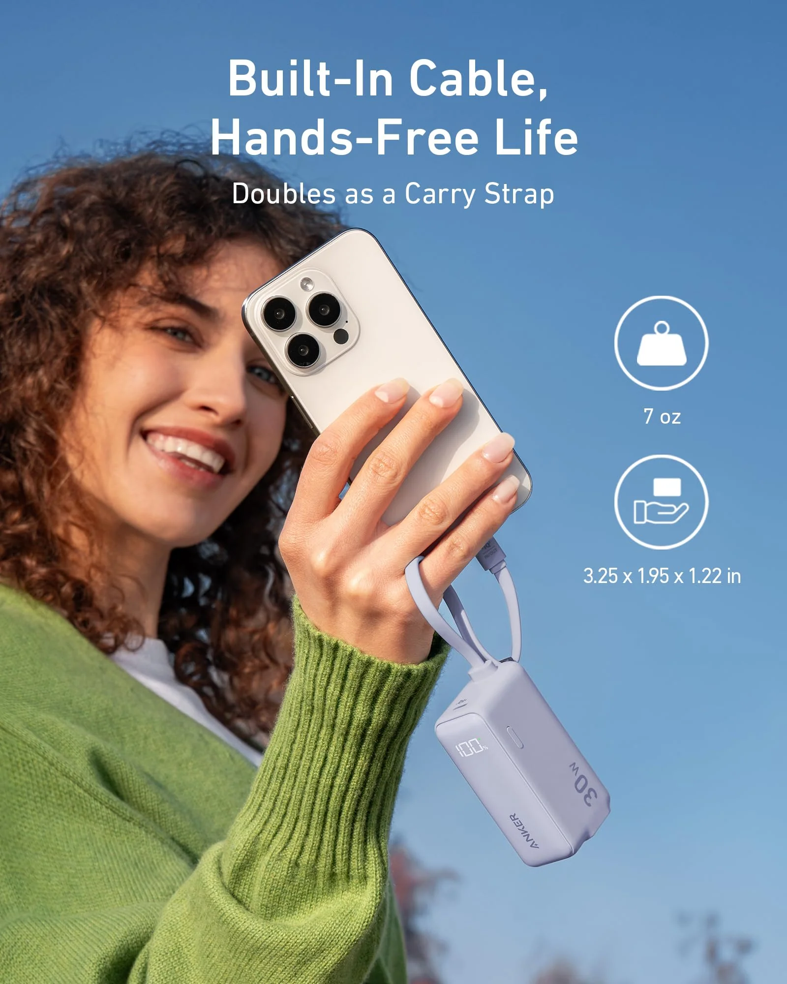 Anker Power Bank (30W, 5k, Fusion, Built-In USB-C Cable) - Image 34