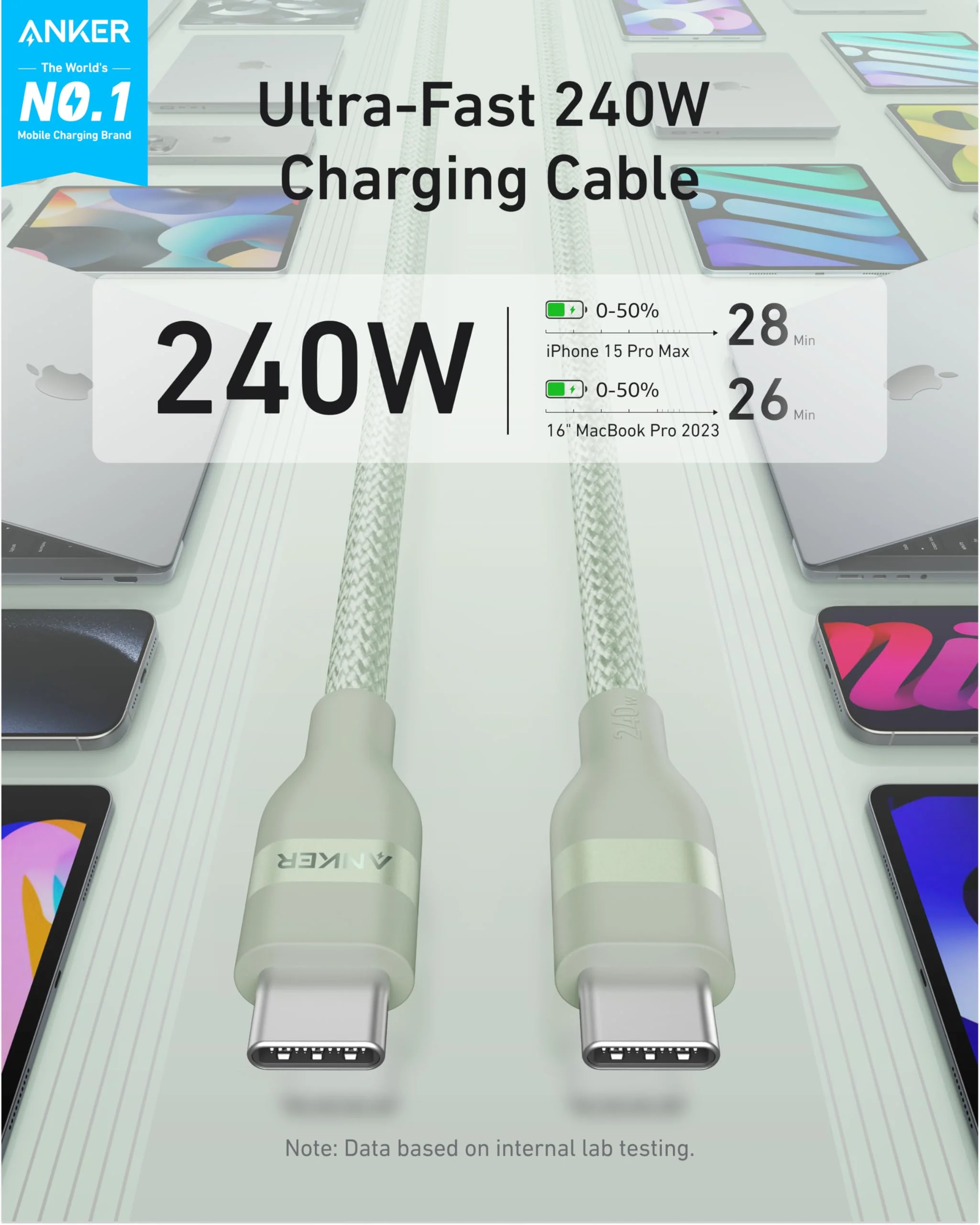 Anker USB-C to USB-C Cable (3 ft / 6 ft, 240W, Upcycled-Braided) - Image 20
