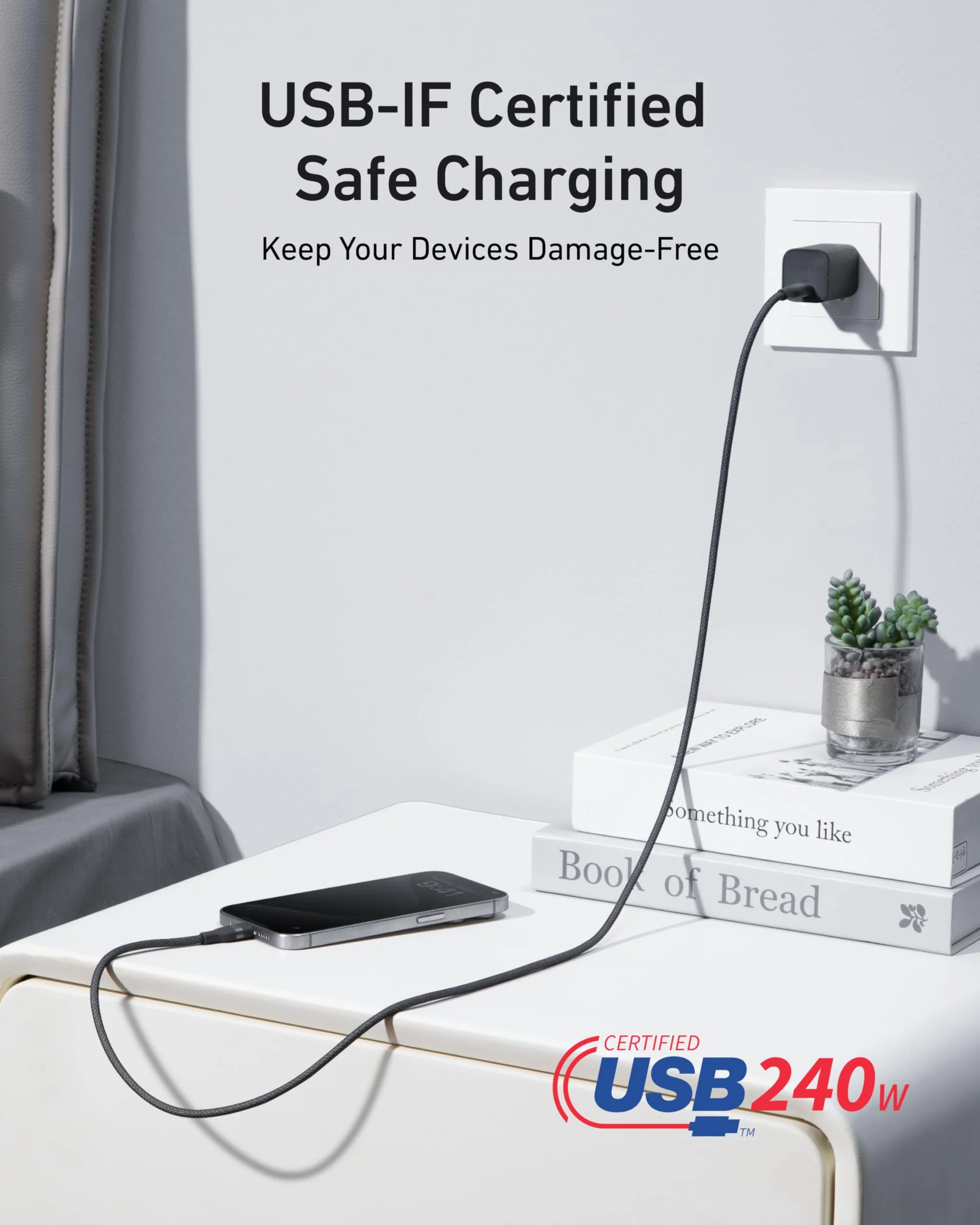 Anker USB-C to USB-C Cable (3 ft / 6 ft, 240W, Upcycled-Braided) - Image 12