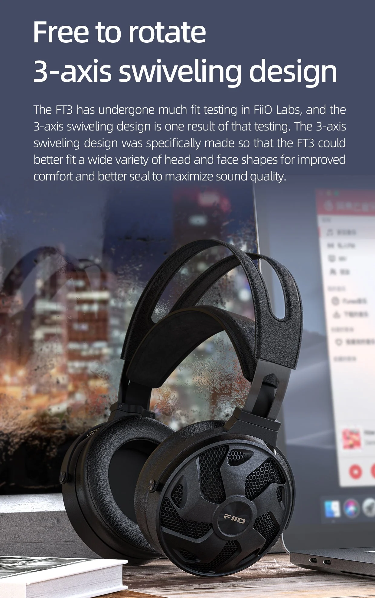 FiiO FT3 Large Dynamic Over-Ear Headphones (Apos Certified) - Image 13