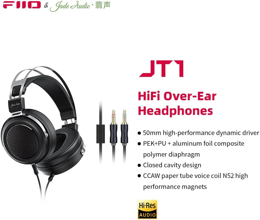 FiiO Jade Audio JT1 HIFI Over-Ear Closed-Back Headphones - Image 8