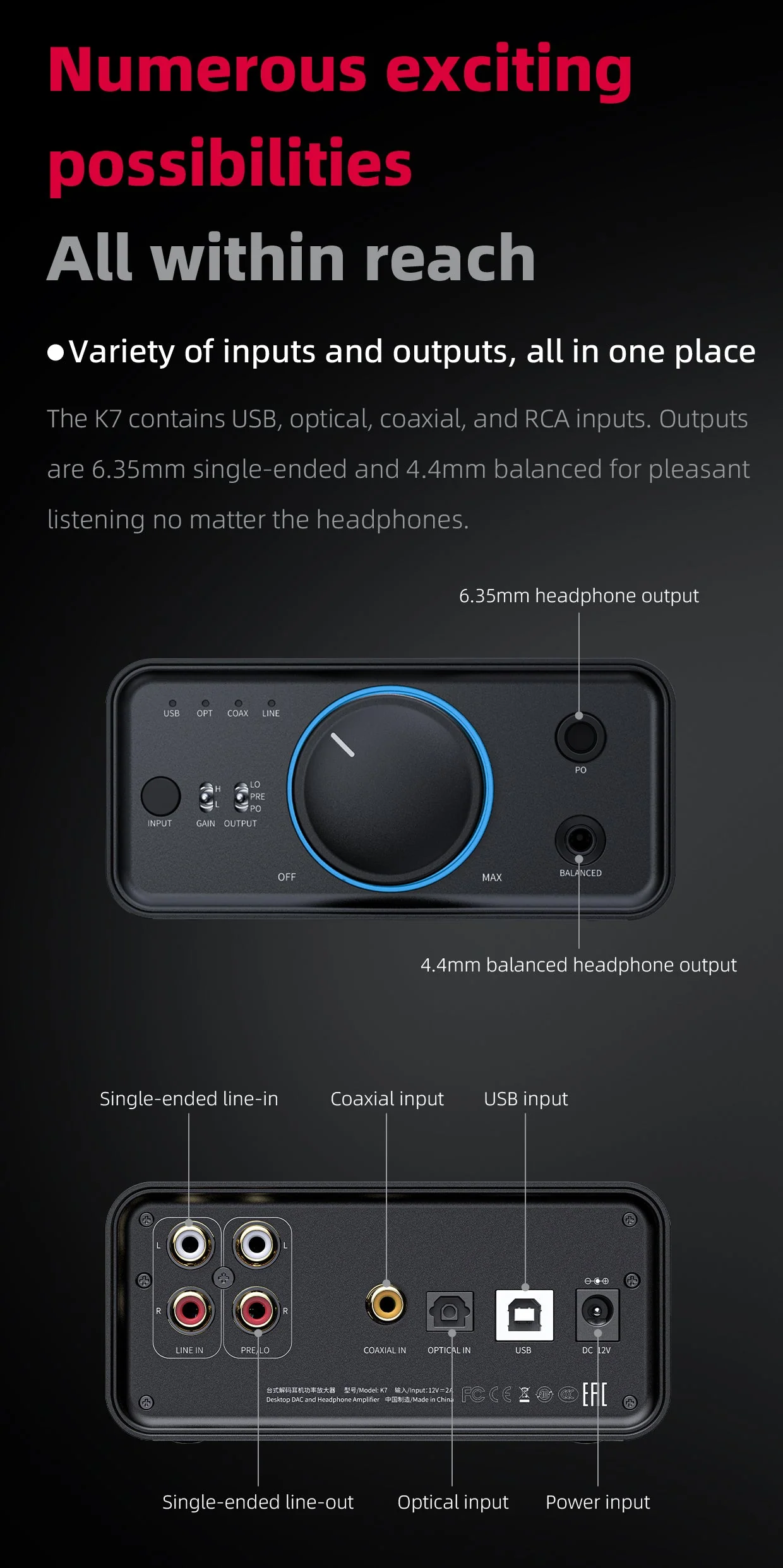 FiiO K7 Balanced Headphone DAC/Amp (Apos Certified) - Image 12