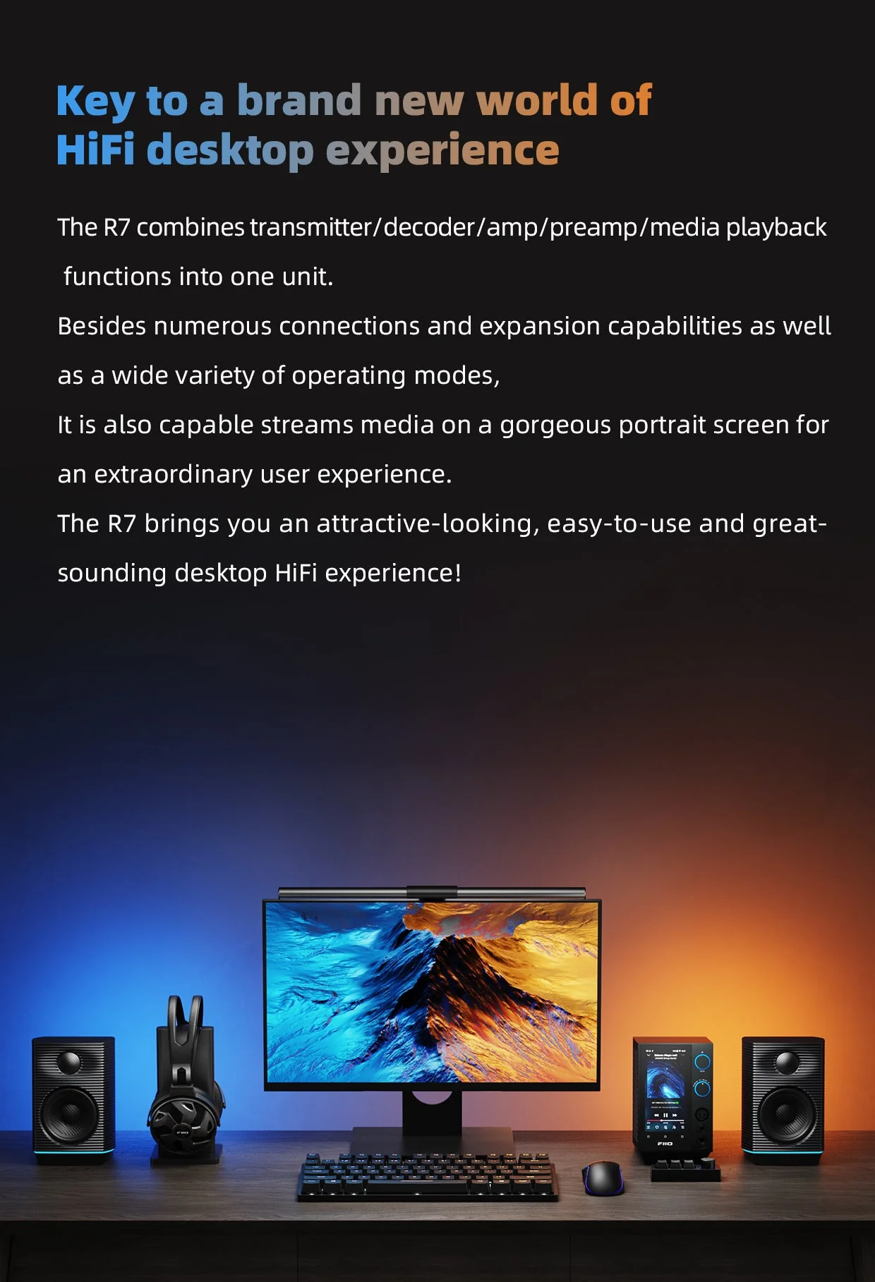 FiiO R7 Desktop HIFI Center/Transmitter/Streamer/Decoder/Amp/Pre-amp All-in-One Unit (Apos Certified) - Image 4