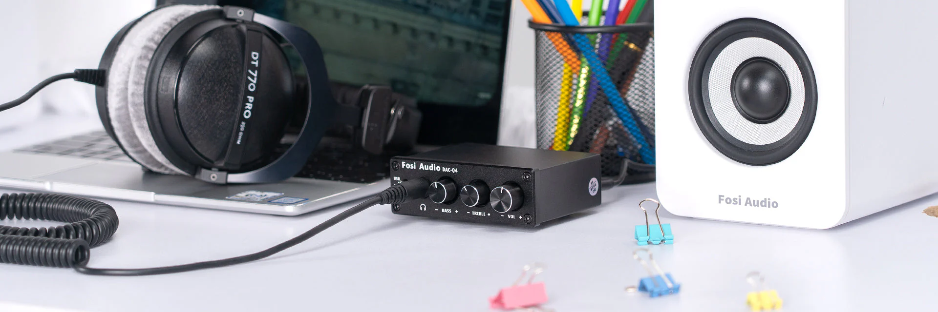 Fosi Audio Q4 Mini Stereo Gaming DAC & Headphone Amplifier Audio - Image 11