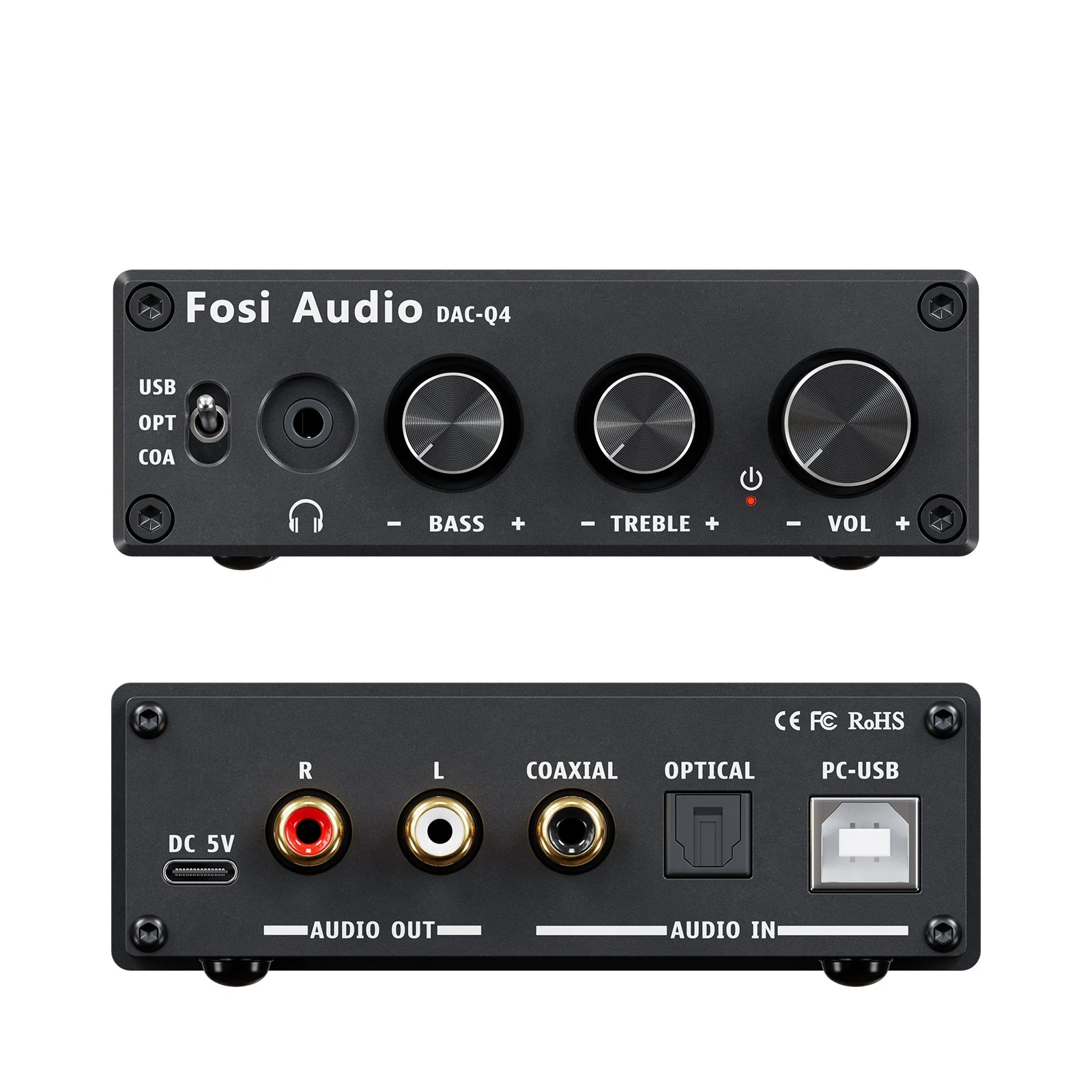 Fosi Audio Q4 Mini Stereo Gaming DAC & Headphone Amplifier Audio - Image 2