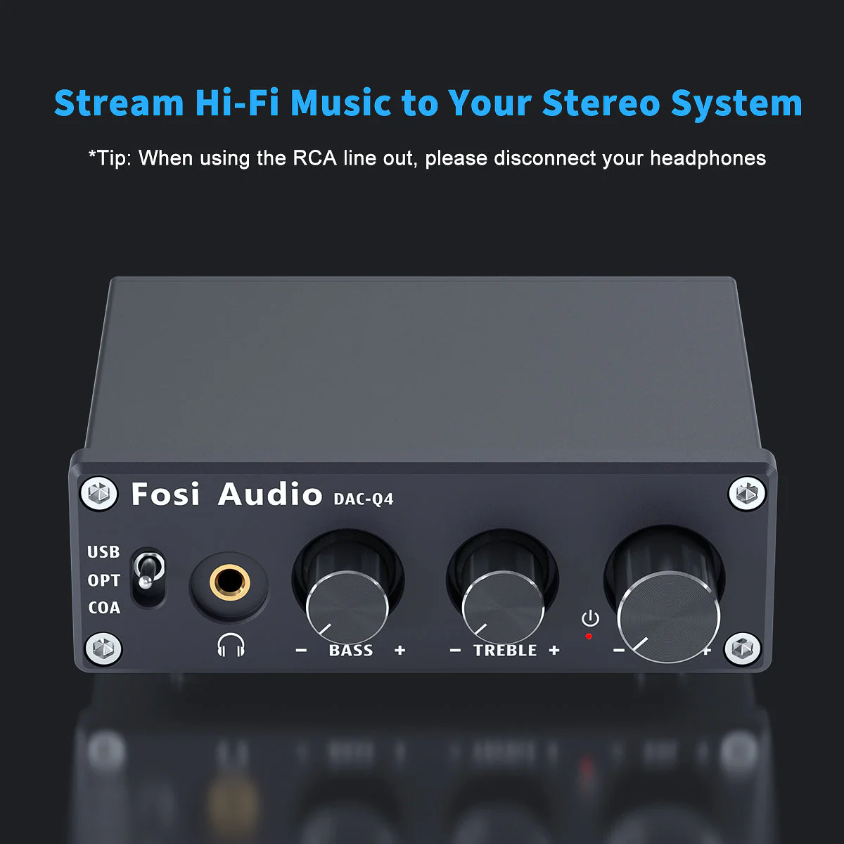 Fosi Audio Q4 Mini Stereo Gaming DAC & Headphone Amplifier Audio - Image 3