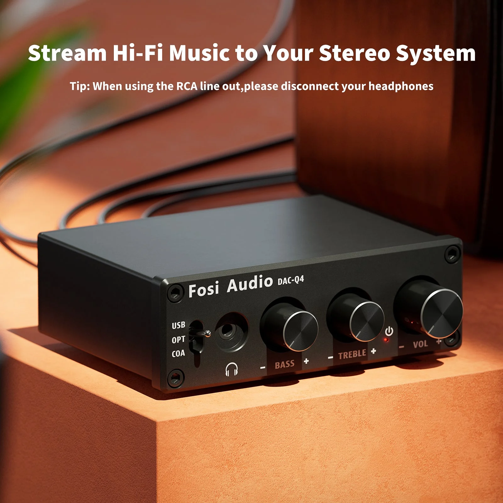 Fosi Audio Q4 Mini Stereo Gaming DAC & Headphone Amplifier Audio - Image 4