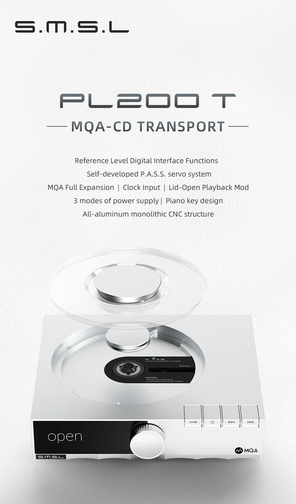 SMSL PL200 T MQA-CD Transport CD Player - Image 3