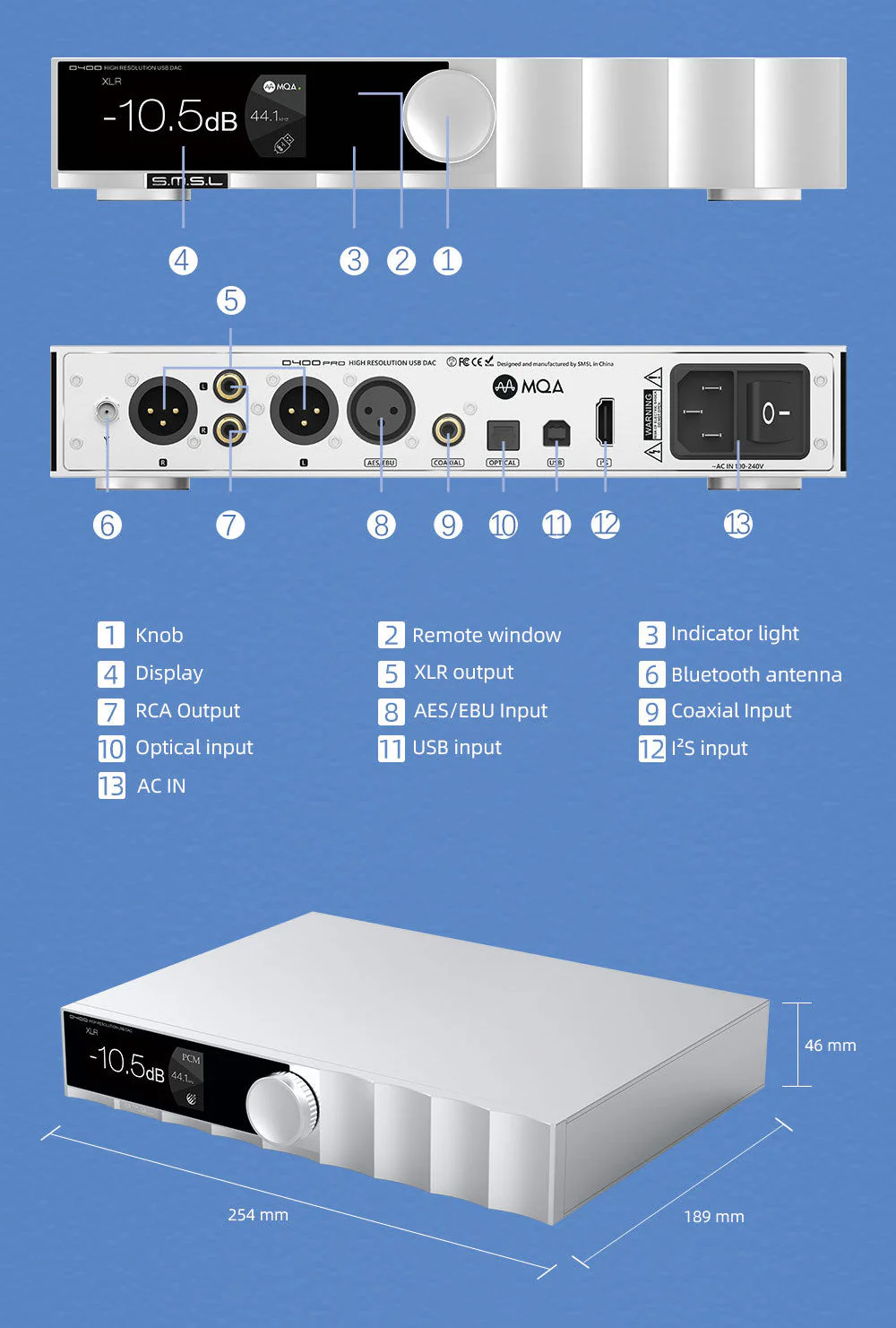SMSL D400 Pro High Resolution USB Desktop DAC (Apos Certified) - Image 18