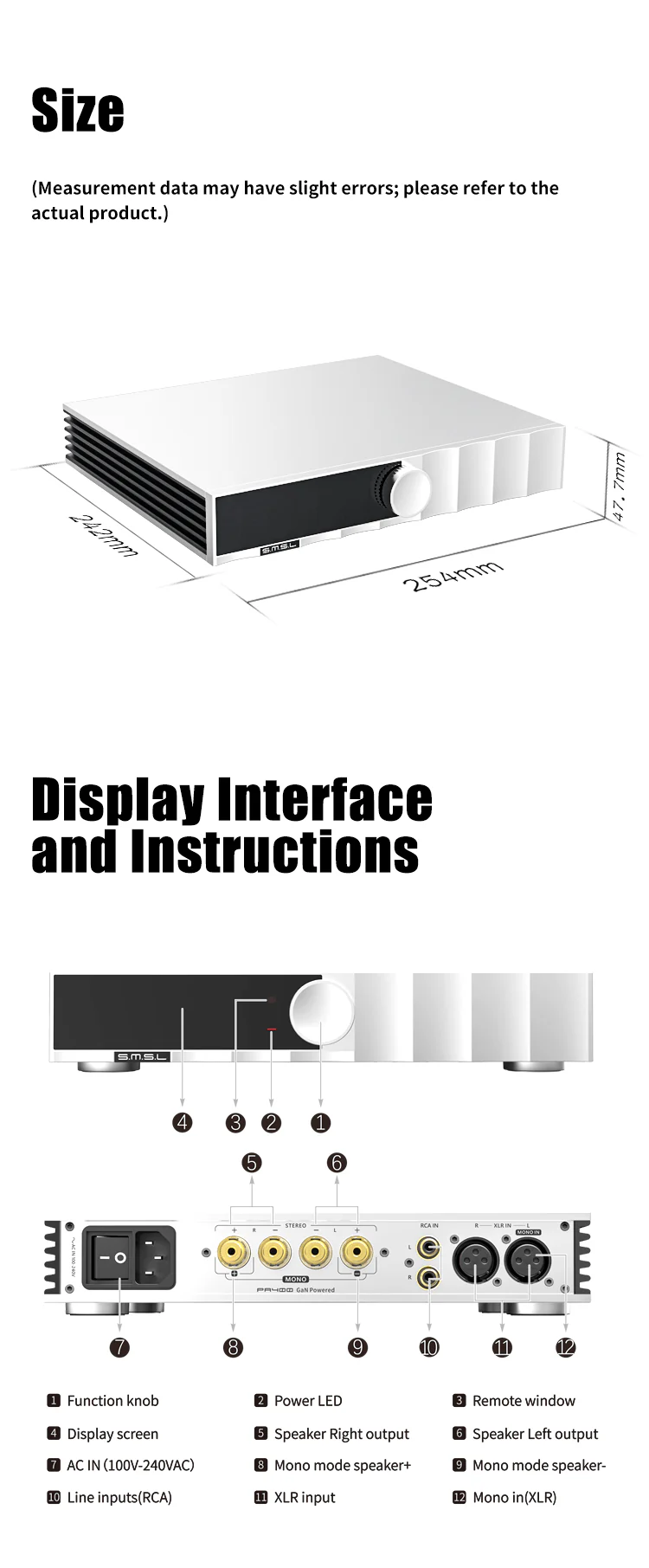 SMSL PA400 Gallium Nitride Power Amplifier - Image 14
