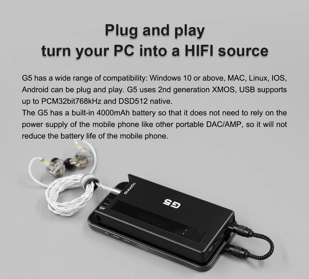 TOPPING G5 Portable DAC/Amp (Apos Certified) - Image 6
