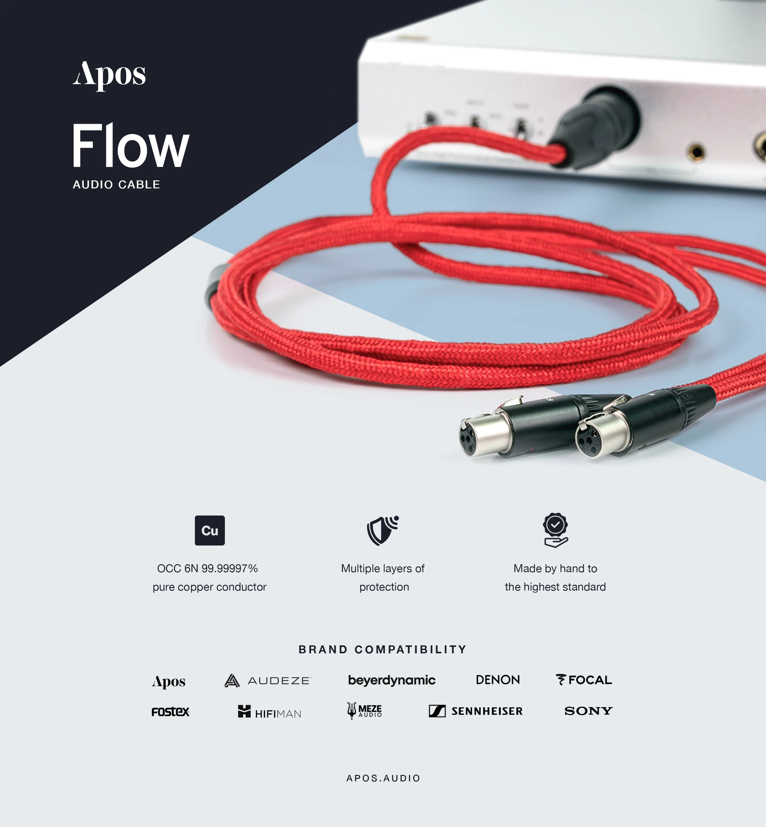 Apos Flow Headphone Cable for [Sennheiser] HD800 / HD800S / HD820 - Image 3