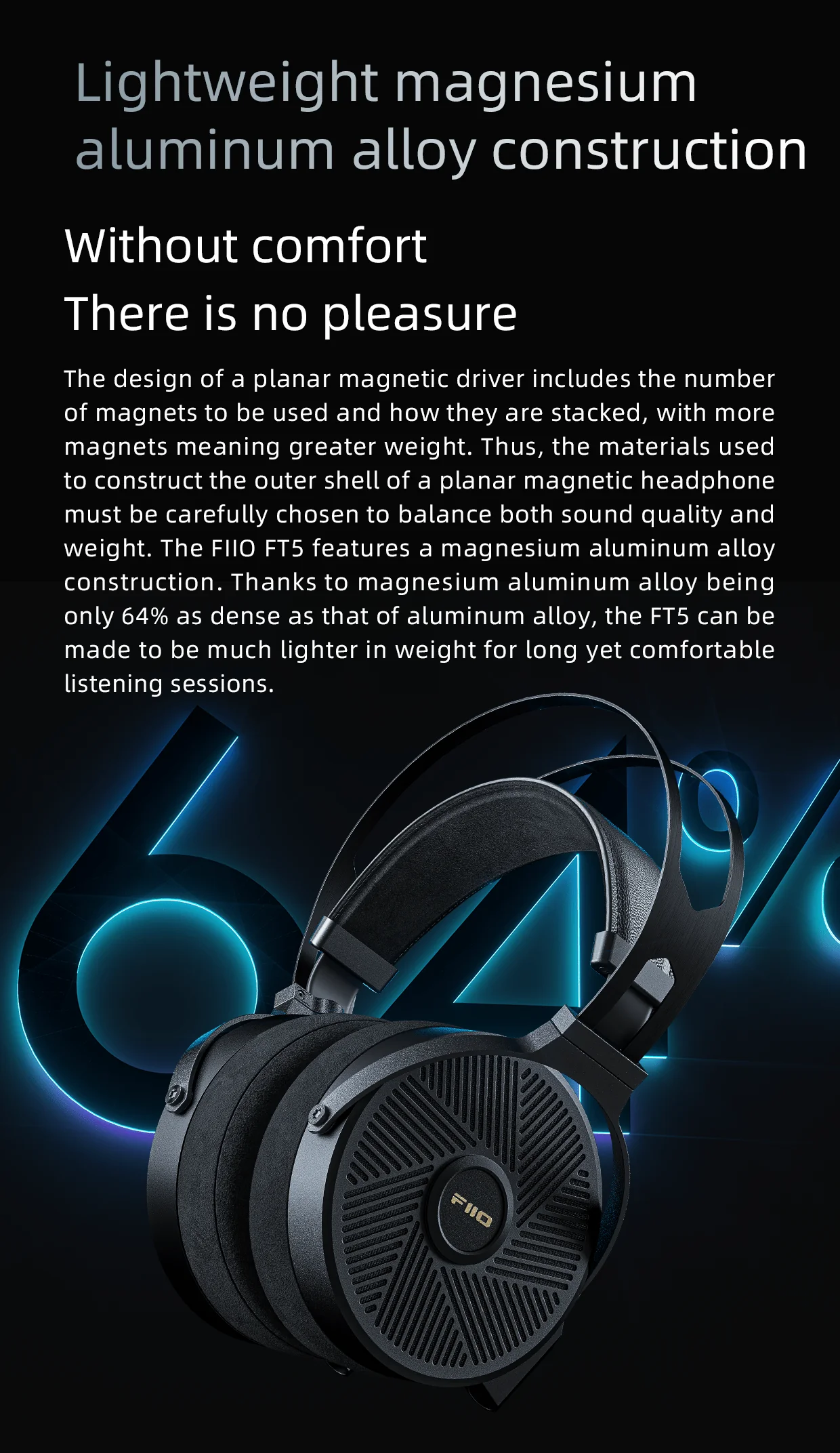 FiiO FT5 90mm Open Back Planar Magnetic Headphones - Image 15