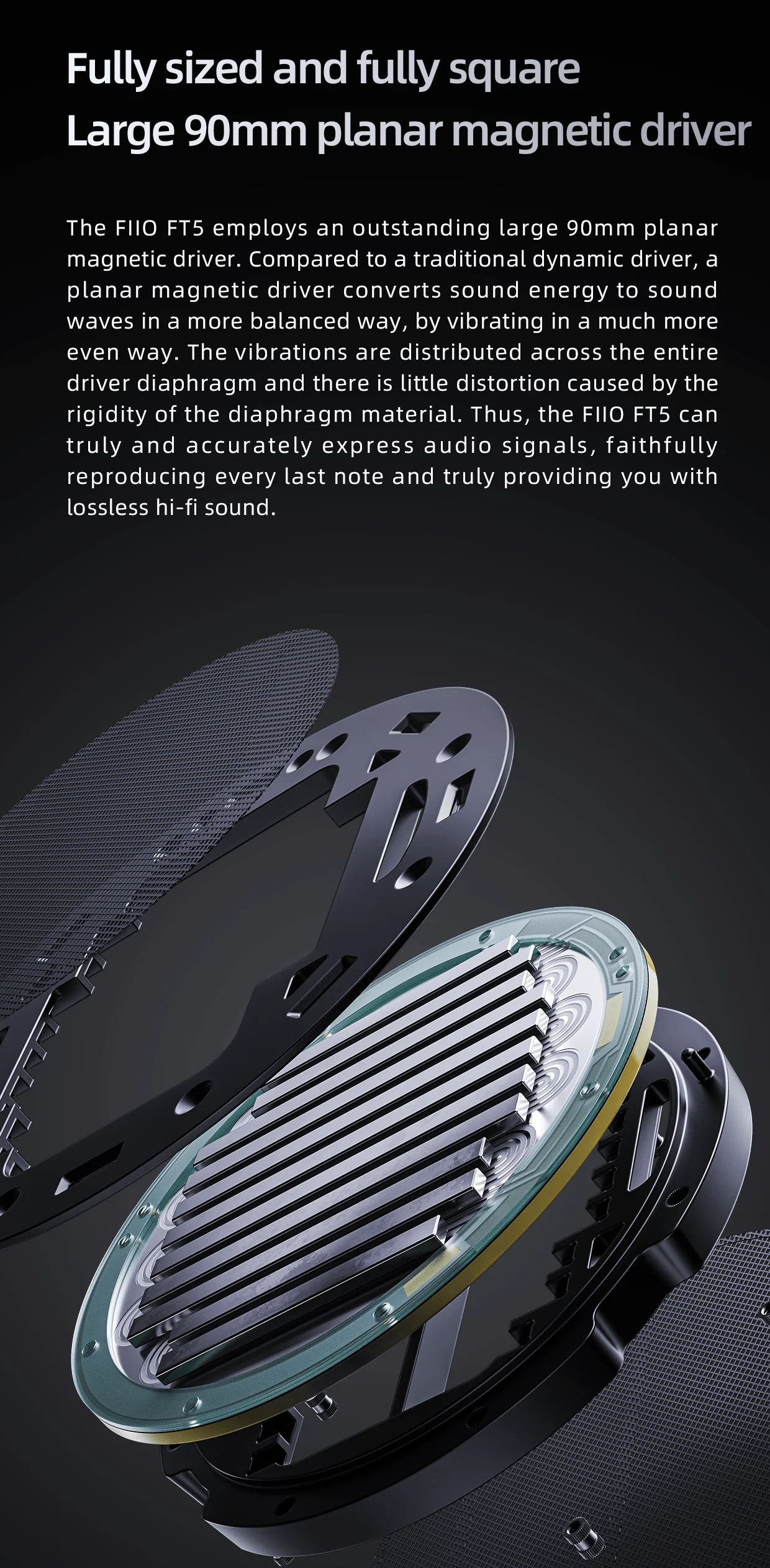 FiiO FT5 90mm Open Back Planar Magnetic Headphones - Image 6