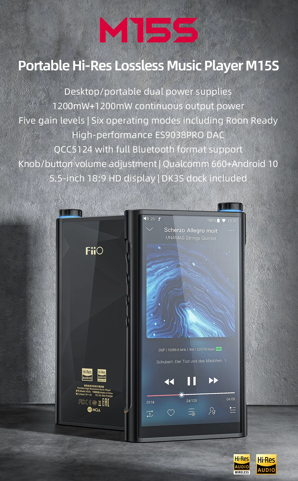 FiiO M15s Portable Hi-Res Lossless Music Player - Image 3