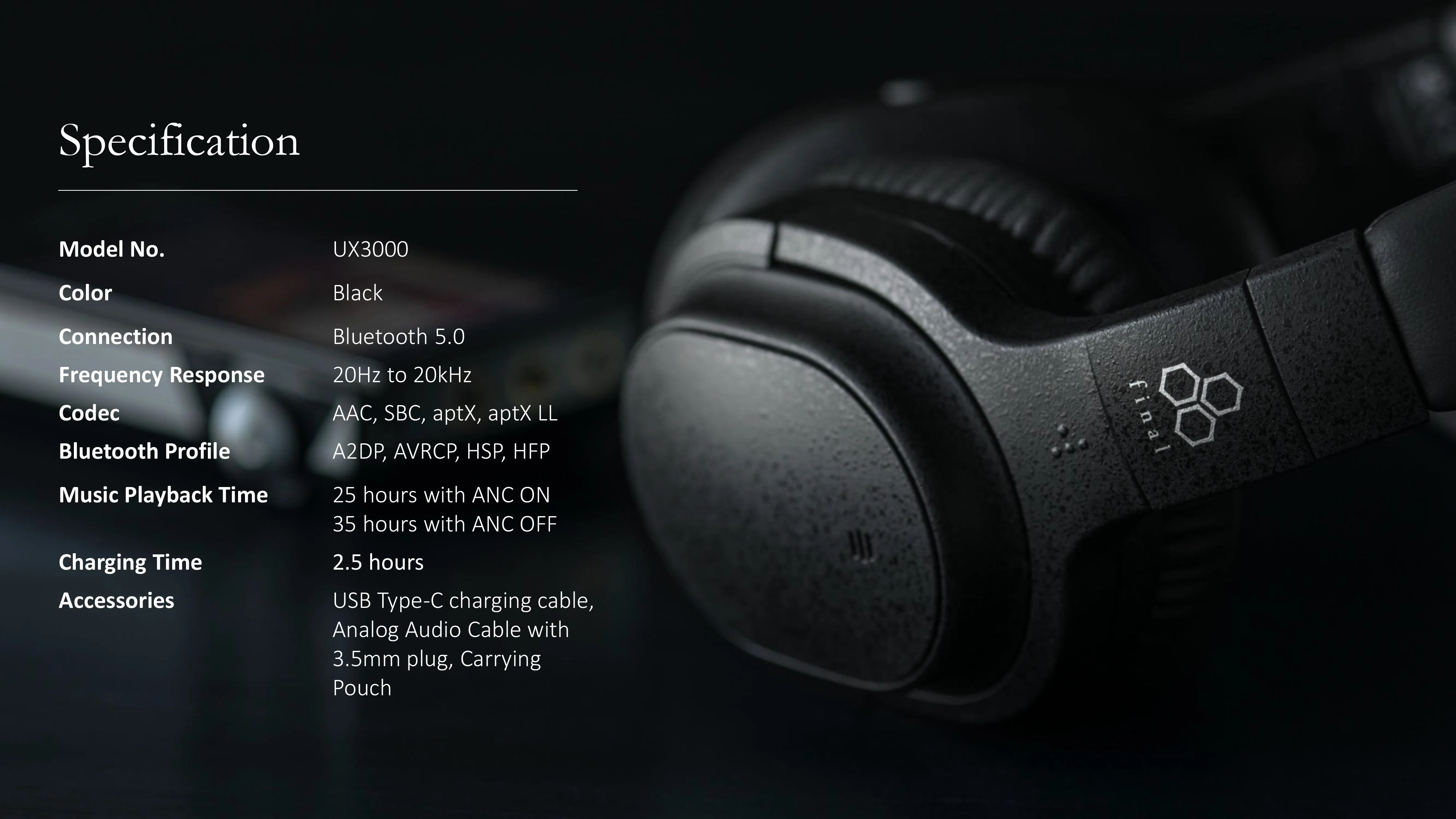 final UX3000 ANC Bluetooth Headphone - Image 11