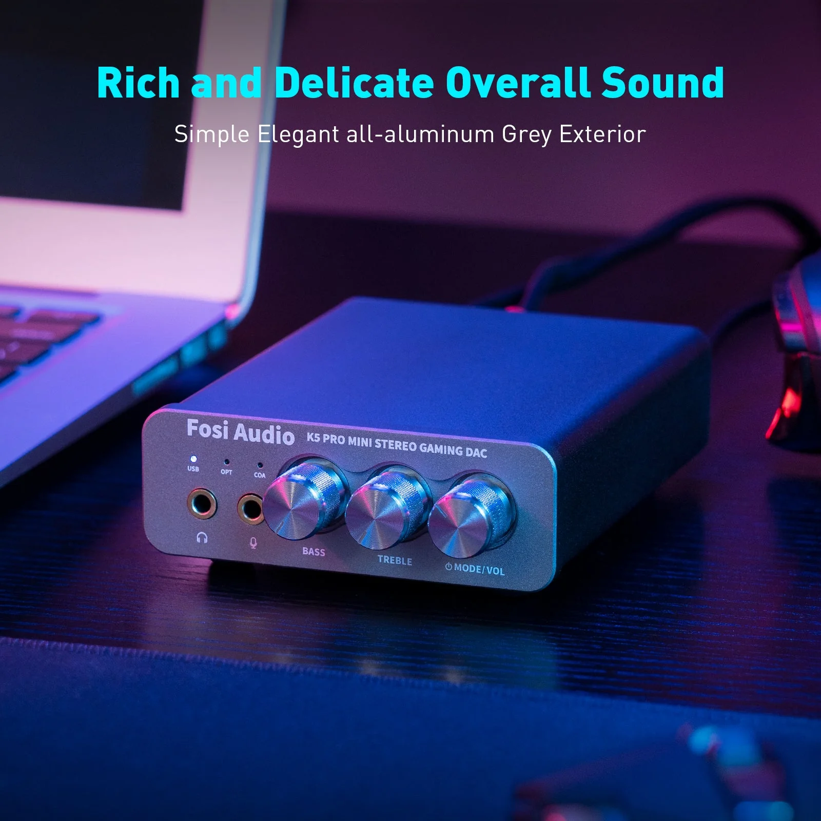 Fosi Audio K5 Pro Gaming DAC/ Headphone Amplifier - Image 6