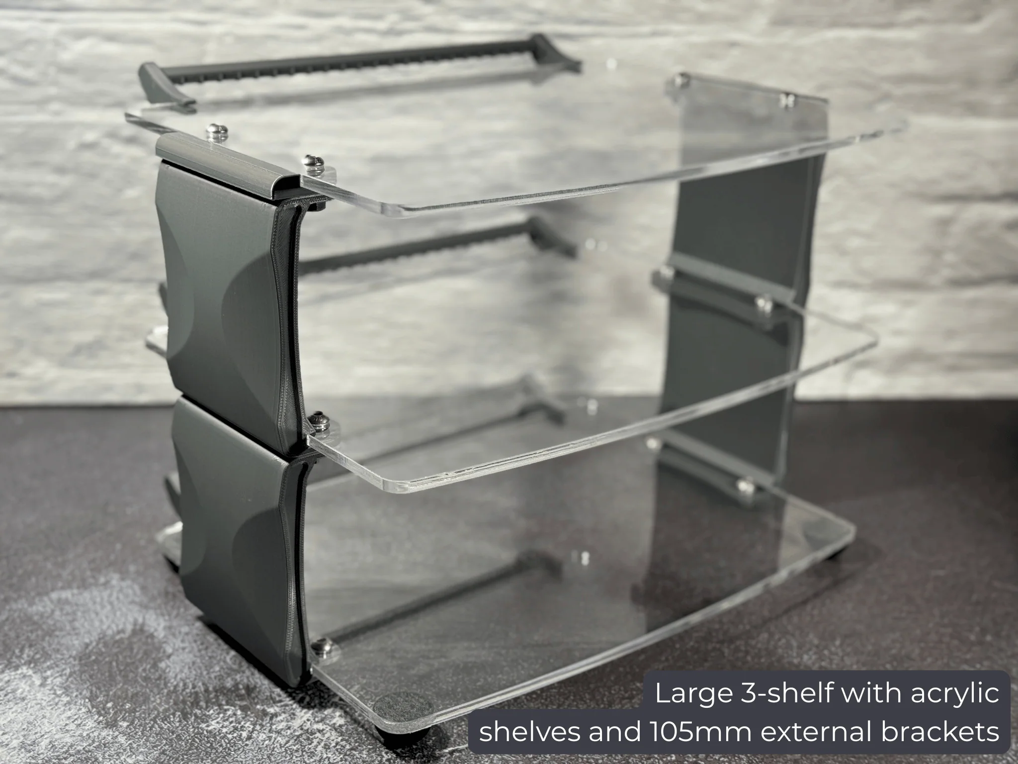 Sound Solver Large Desktop Audio Rack | External Brackets | Acrylic Shelves - Image 4