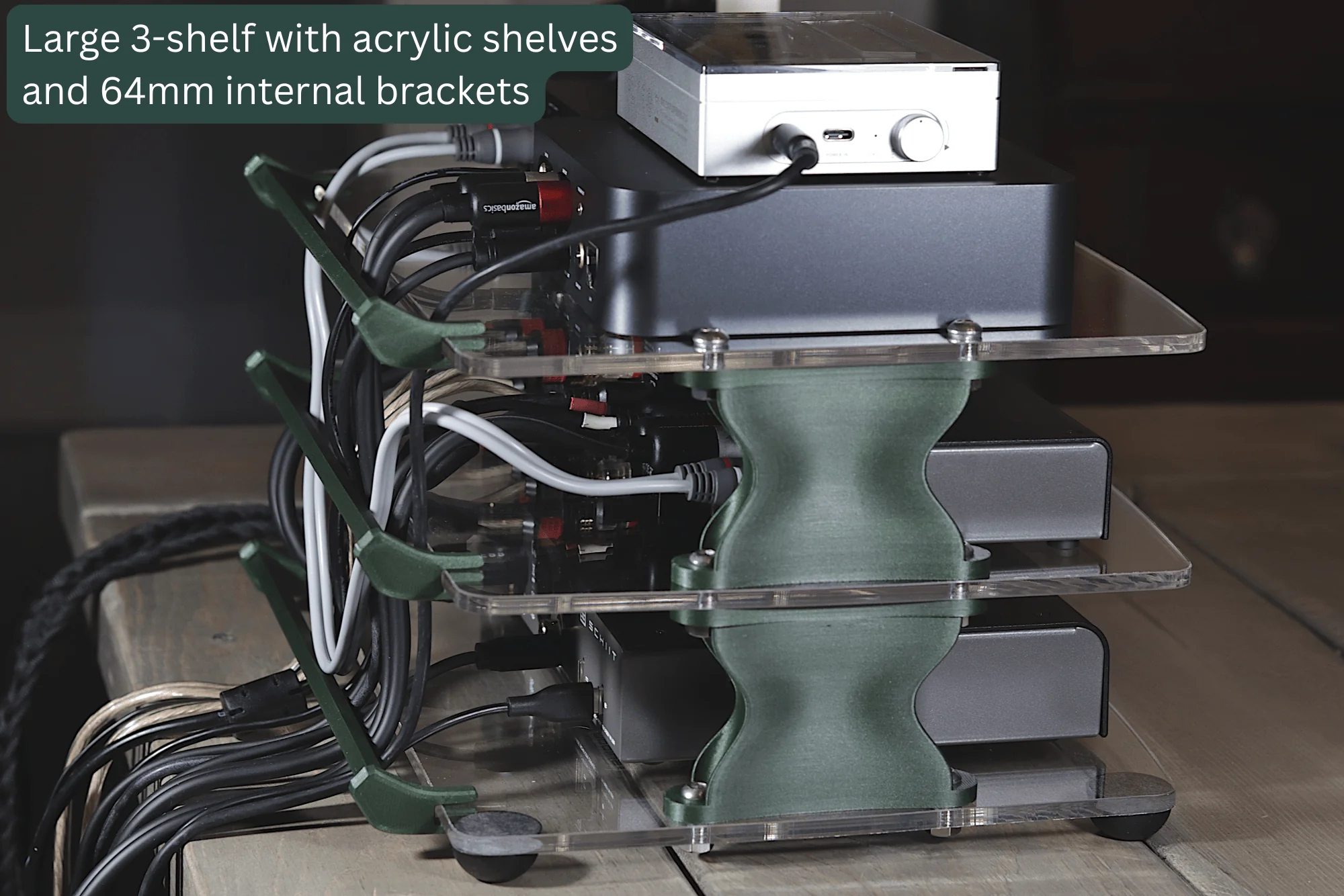Sound Solver Large Desktop Audio Rack | Internal Brackets | Acrylic Shelves - Image 10
