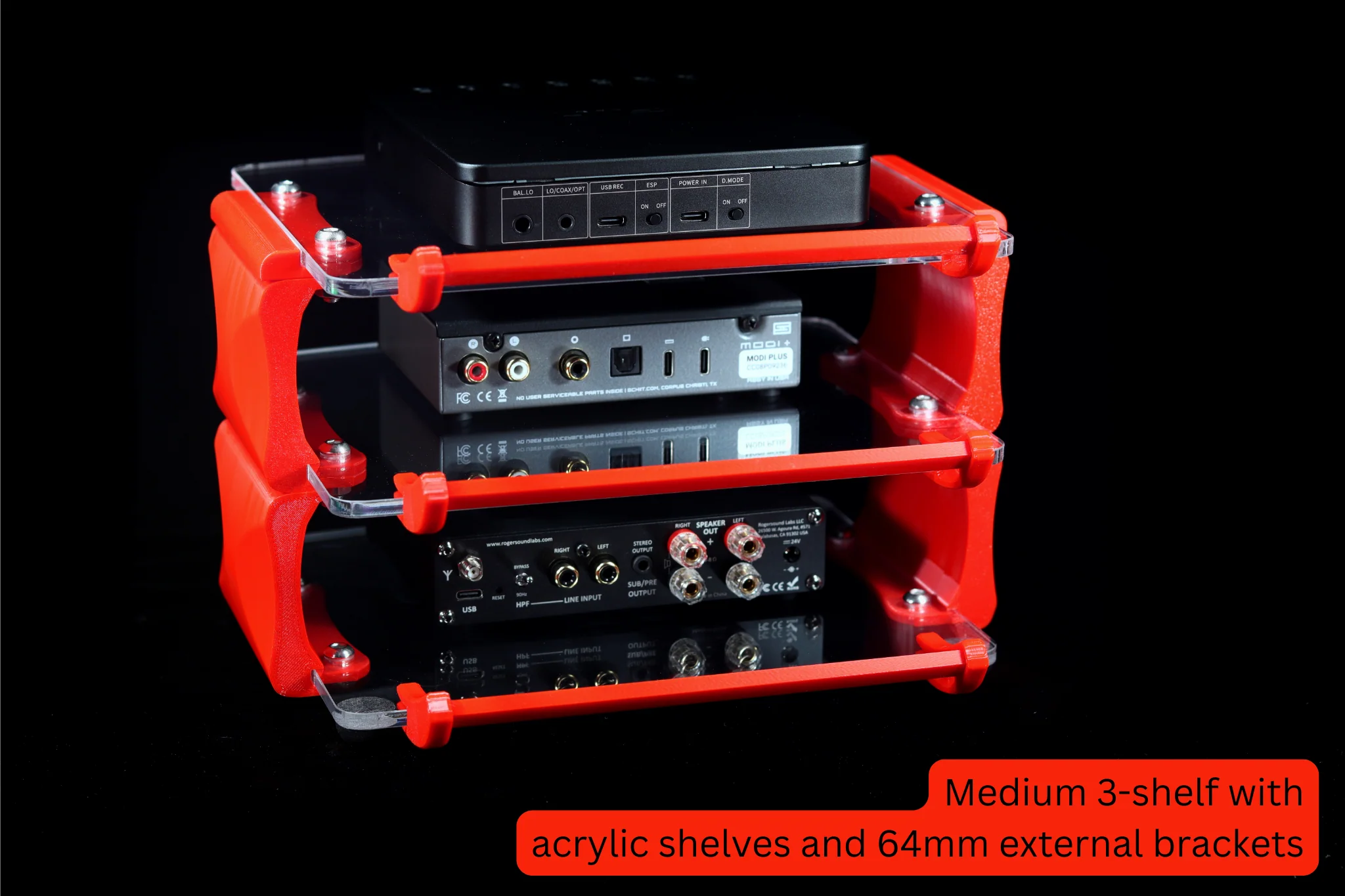 Sound Solver Medium Desktop Audio Rack | External Brackets | Acrylic Shelves - Image 6