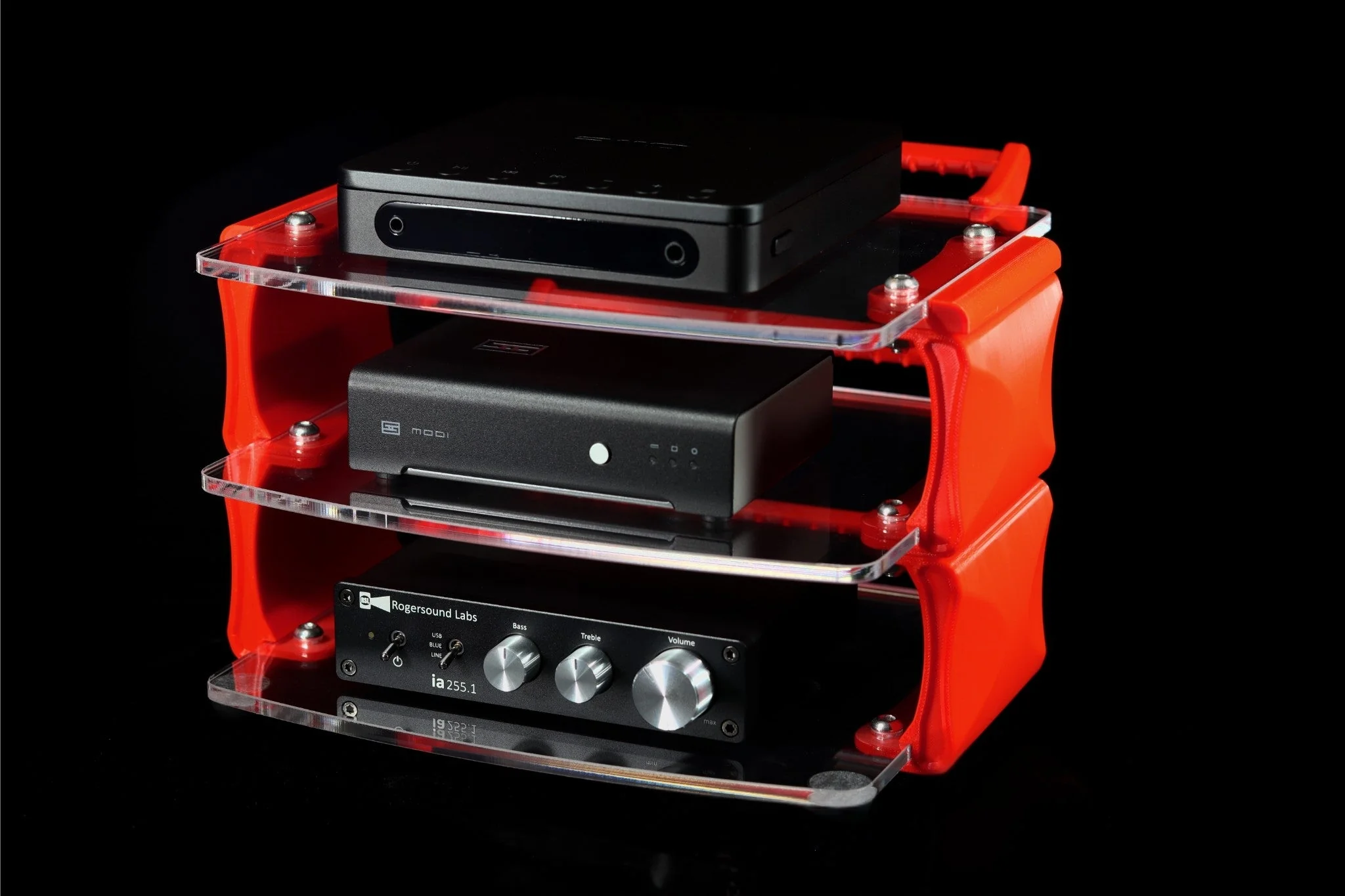 Sound Solver Medium Desktop Audio Rack | External Brackets | Acrylic Shelves - Image 7