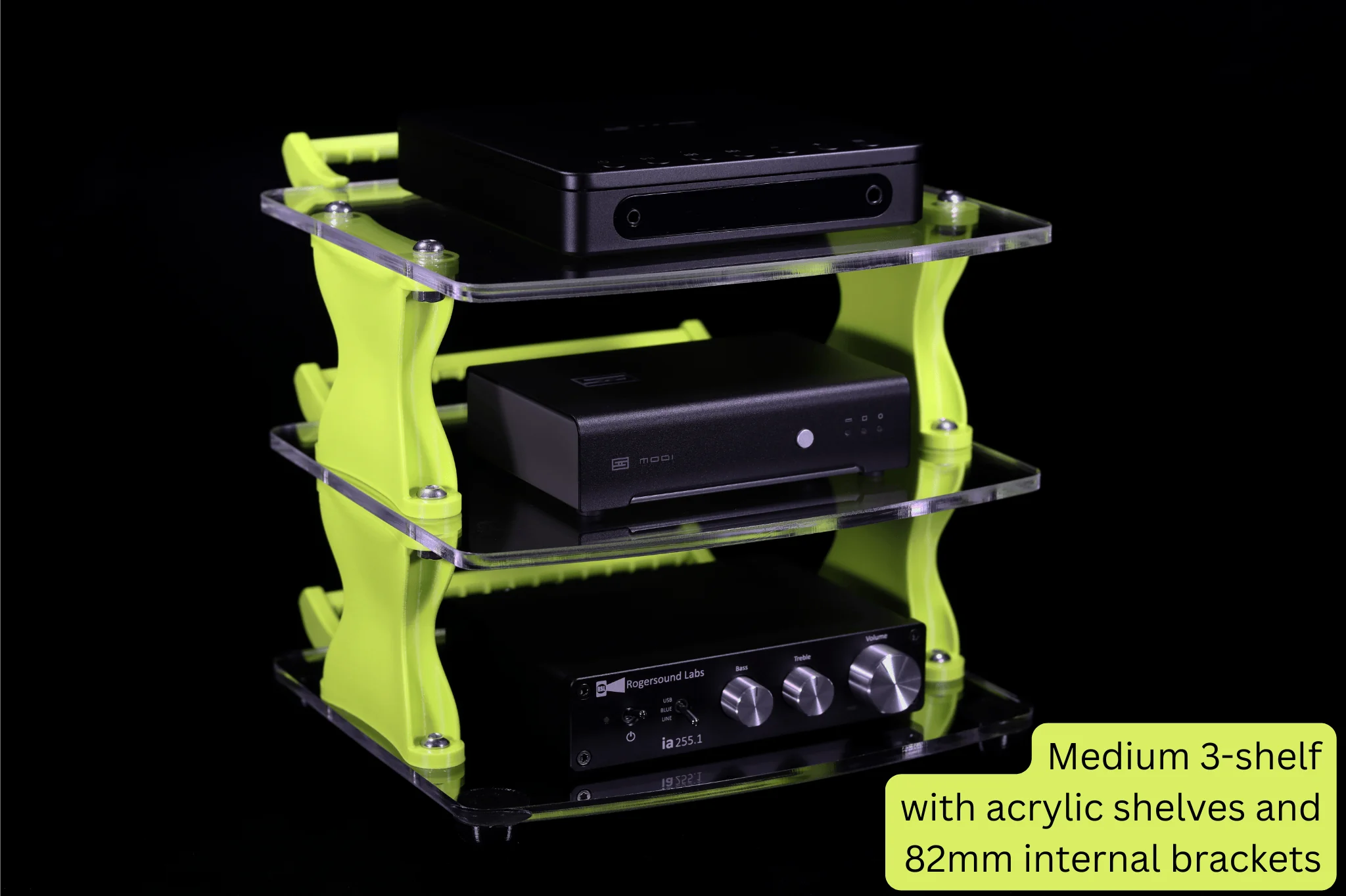 Sound Solver Medium Desktop Audio Rack | Internal Brackets | Acrylic Shelves