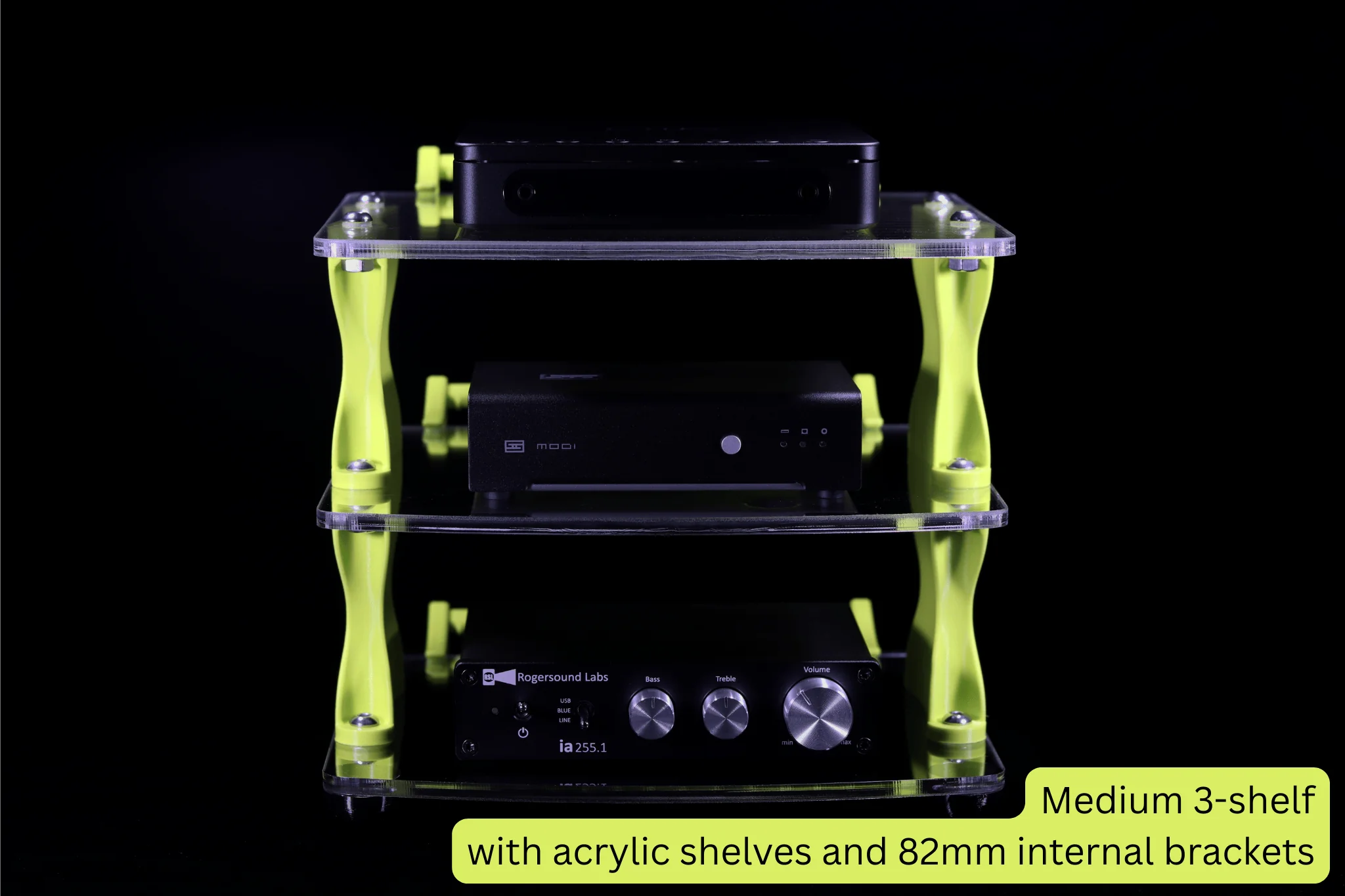 Sound Solver Medium Desktop Audio Rack | Internal Brackets | Acrylic Shelves - Image 4
