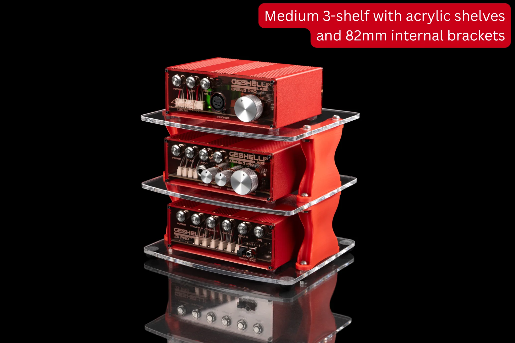 Sound Solver Medium Desktop Audio Rack | Internal Brackets | Acrylic Shelves - Image 5