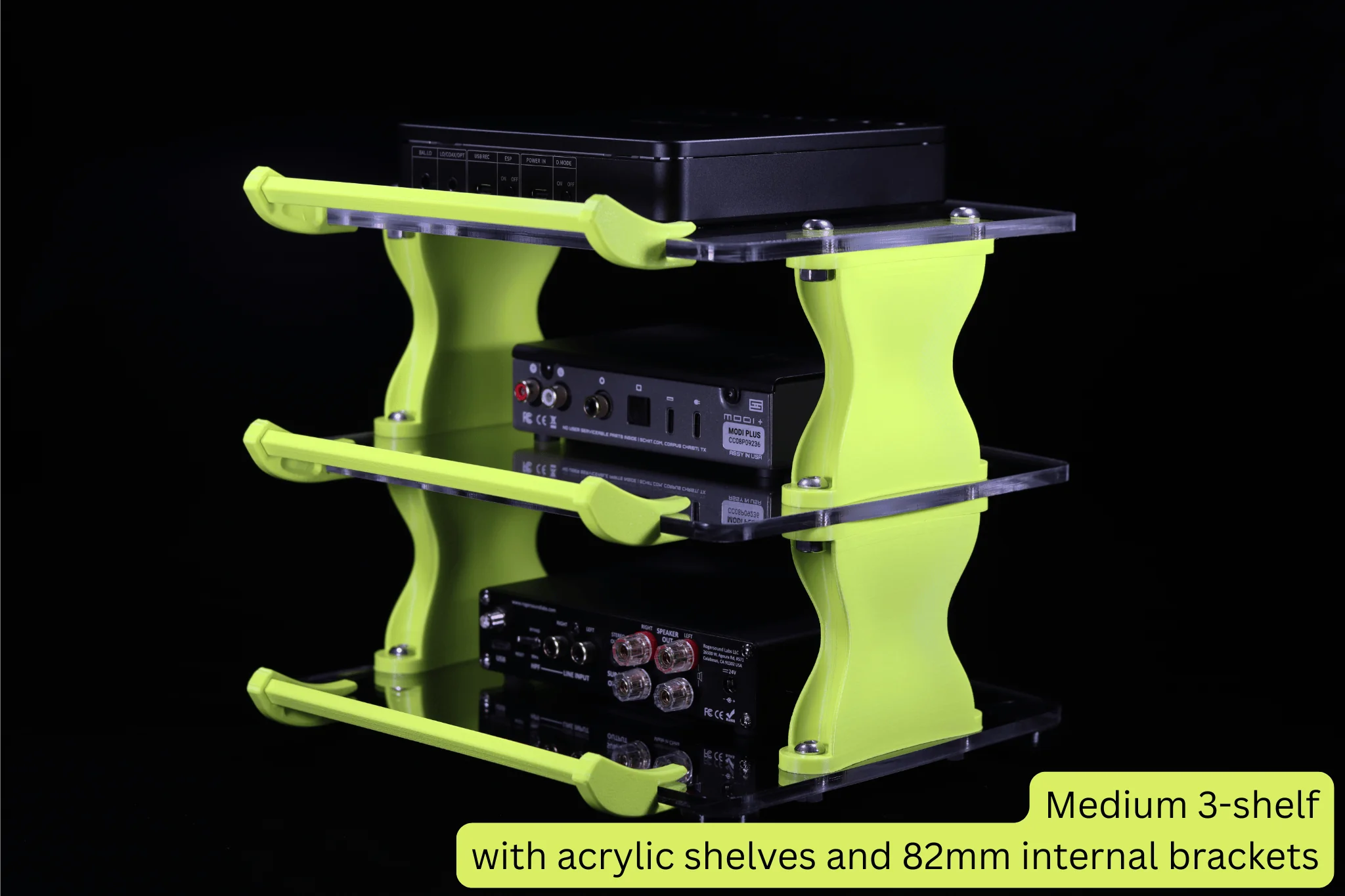 Sound Solver Medium Desktop Audio Rack | Internal Brackets | Acrylic Shelves - Image 6