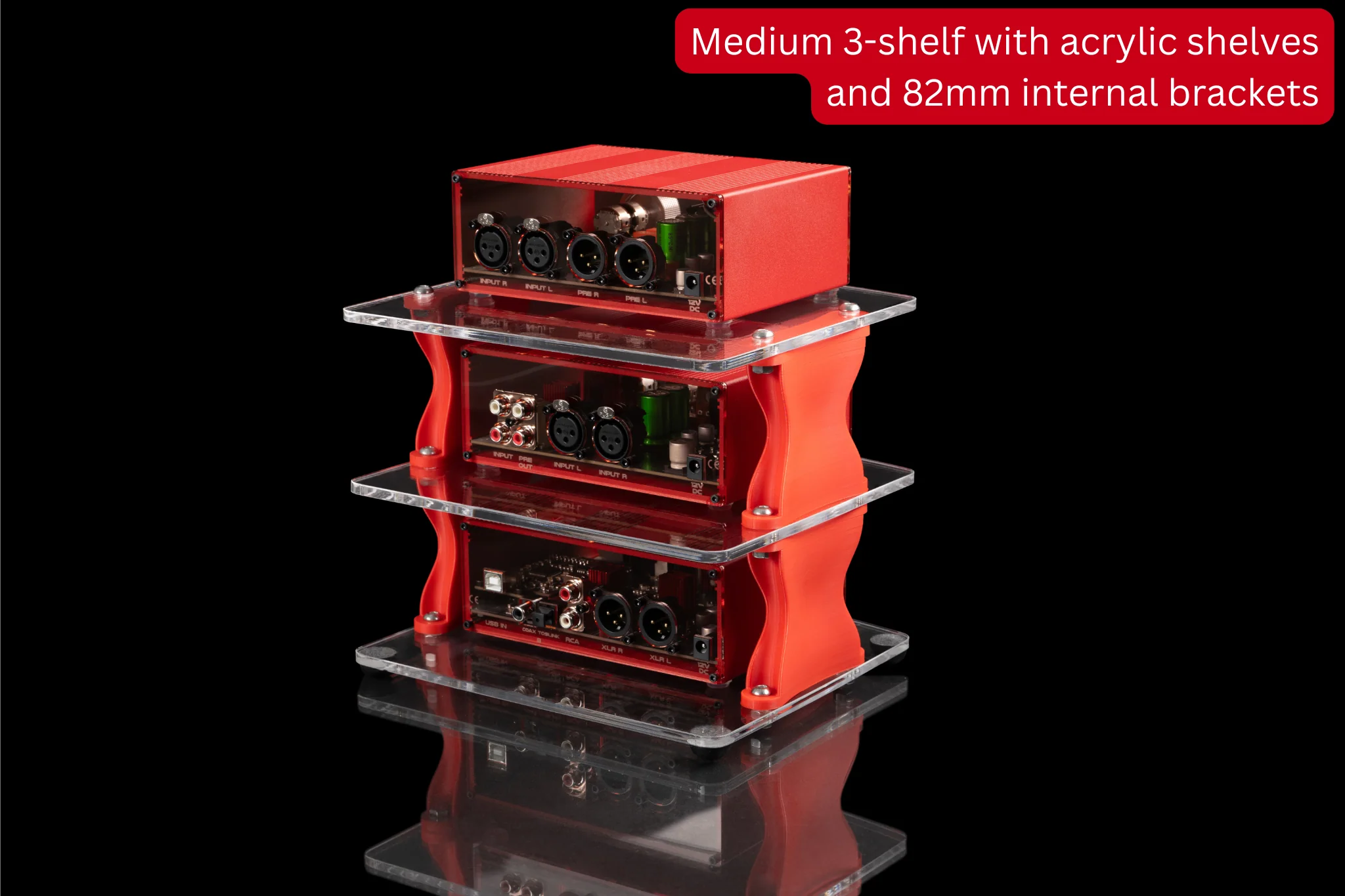 Sound Solver Medium Desktop Audio Rack | Internal Brackets | Acrylic Shelves - Image 7