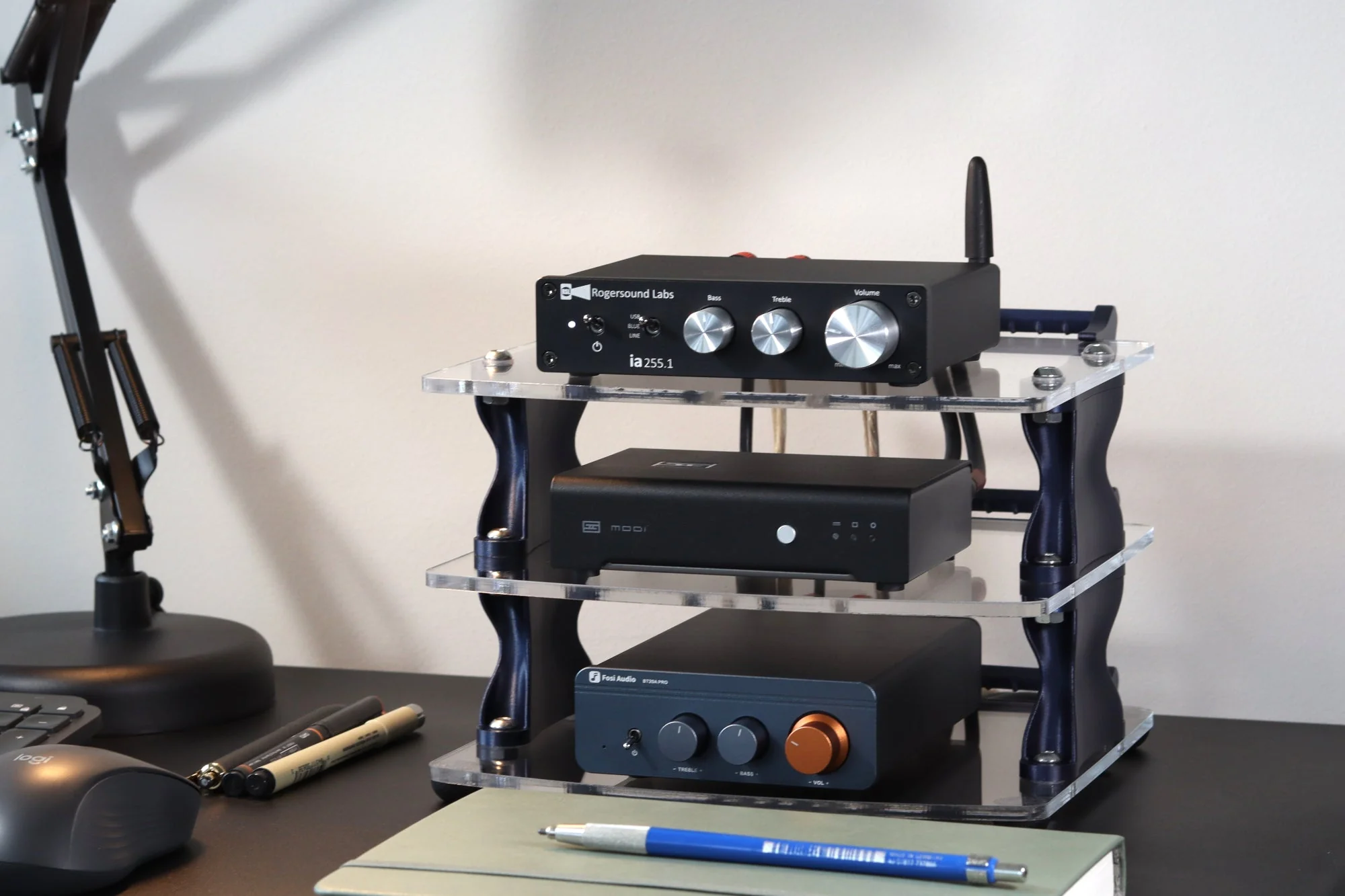 Sound Solver Medium Desktop Audio Rack | Internal Brackets | Acrylic Shelves - Image 9