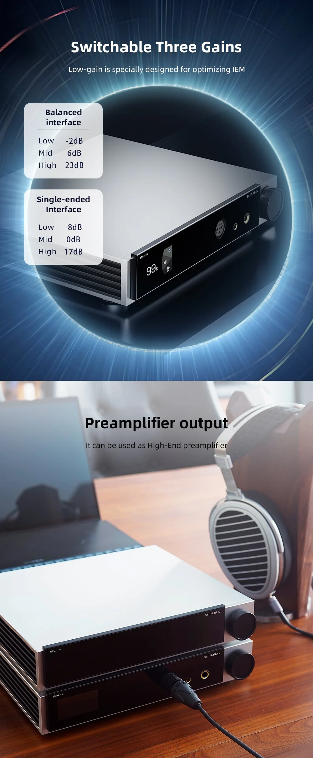 SMSL SH-X Desktop Headphone Amplifier - Image 6